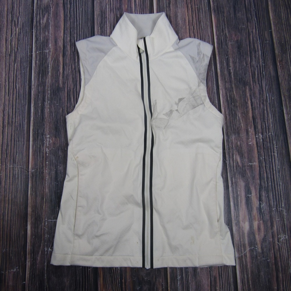 Nike Golf Vest Womens XS White Gray Full‎ Zip Windbreaker Sleeveless Jacket